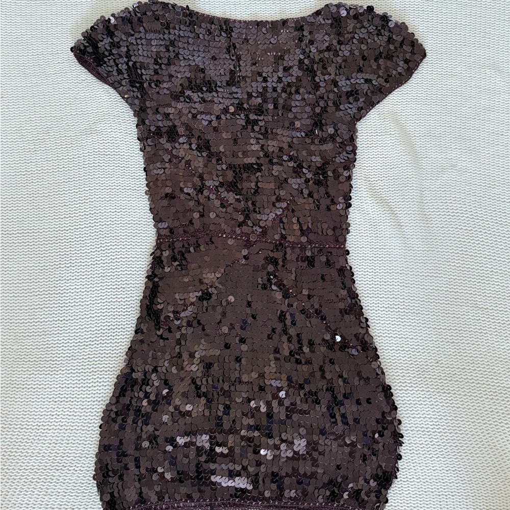 French Connection Sequin Mini Dress in Brown